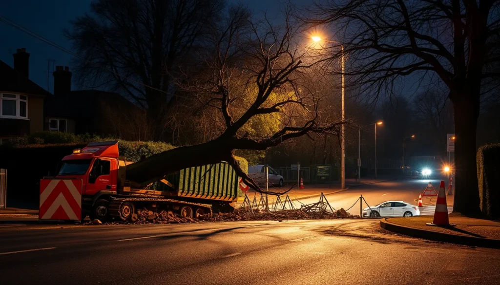 SURREY VILLAGE ROADWORKS STALLED AFTER TREE REMOVAL ERROR