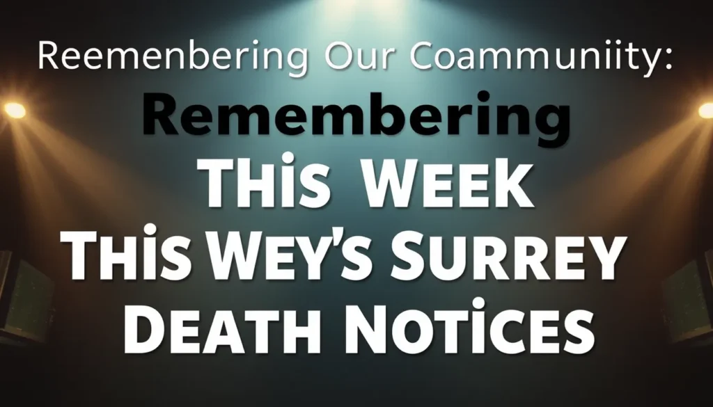 REMEMBERING OUR COMMUNITY: THIS WEEK'S SURREY DEATH NOTICES