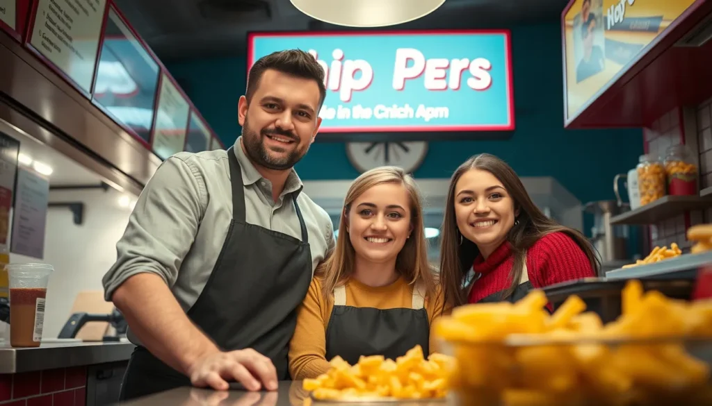 GUILDFORD CHIPPY MANAGER SHOWS YOUNG PEOPLE CHIP SHOP SUCCESS